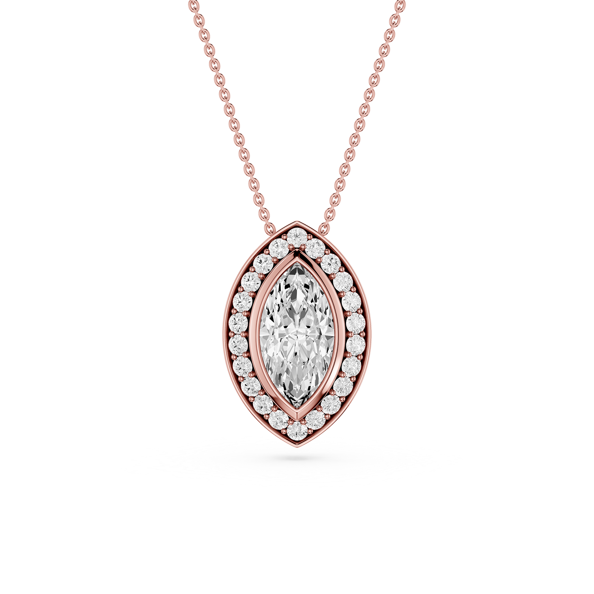 Marquise Lab Grown Diamond Halo Pendant