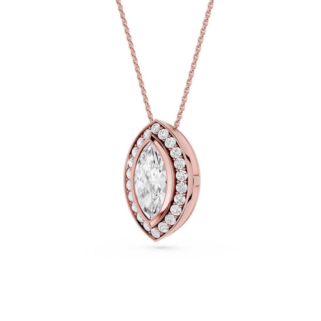Marquise Lab Grown Diamond Halo Pendant