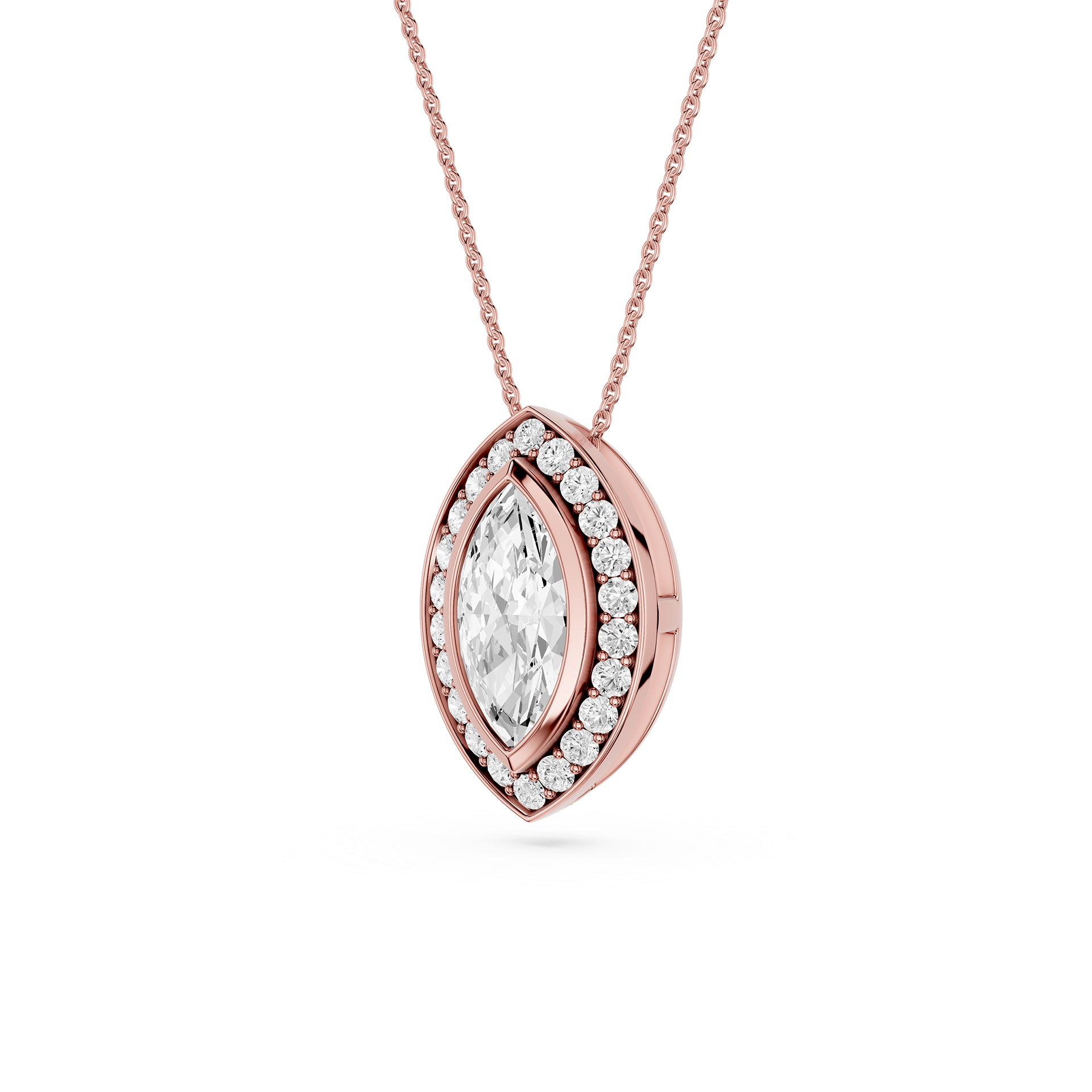 Marquise Lab Grown Diamond Halo Pendant