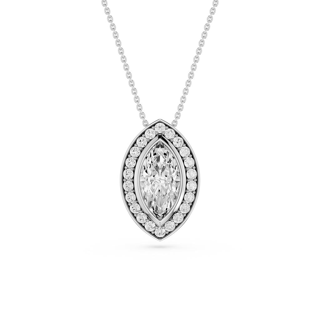 Marquise Lab Grown Diamond Halo Pendant