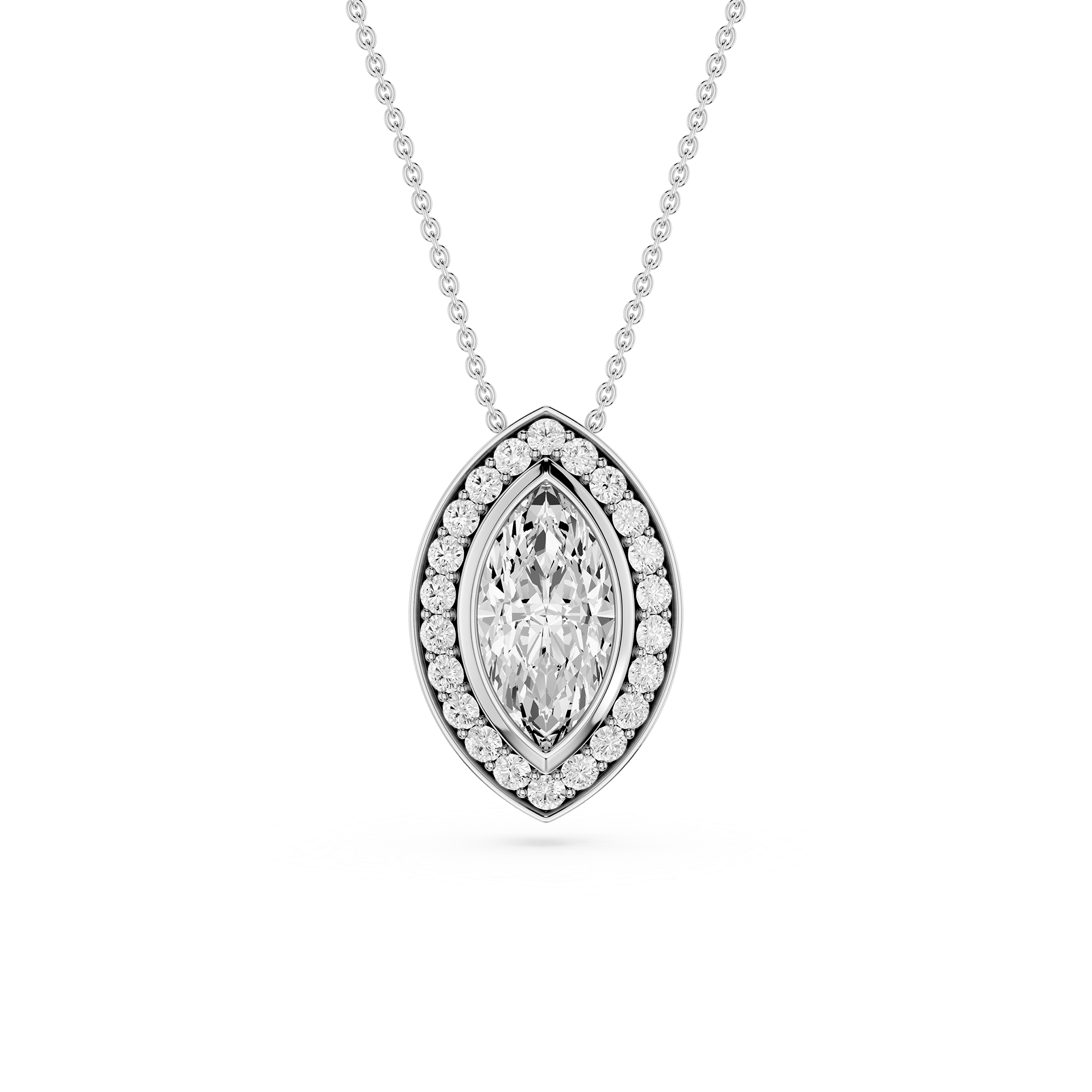 Marquise Lab Grown Diamond Halo Pendant