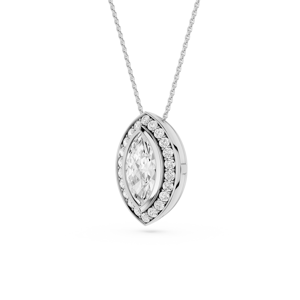 Marquise Lab Grown Diamond Halo Pendant
