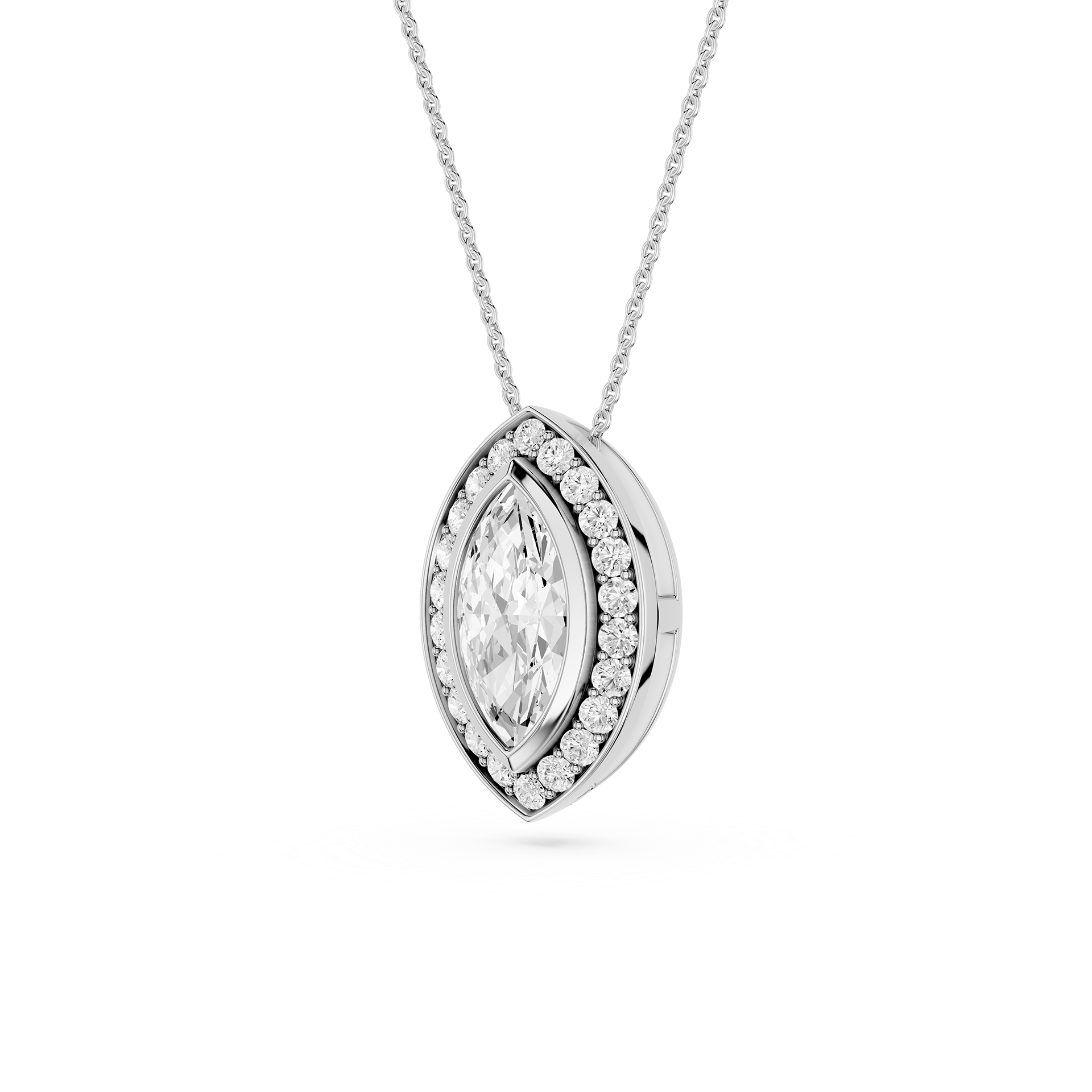 Marquise Lab Grown Diamond Halo Pendant