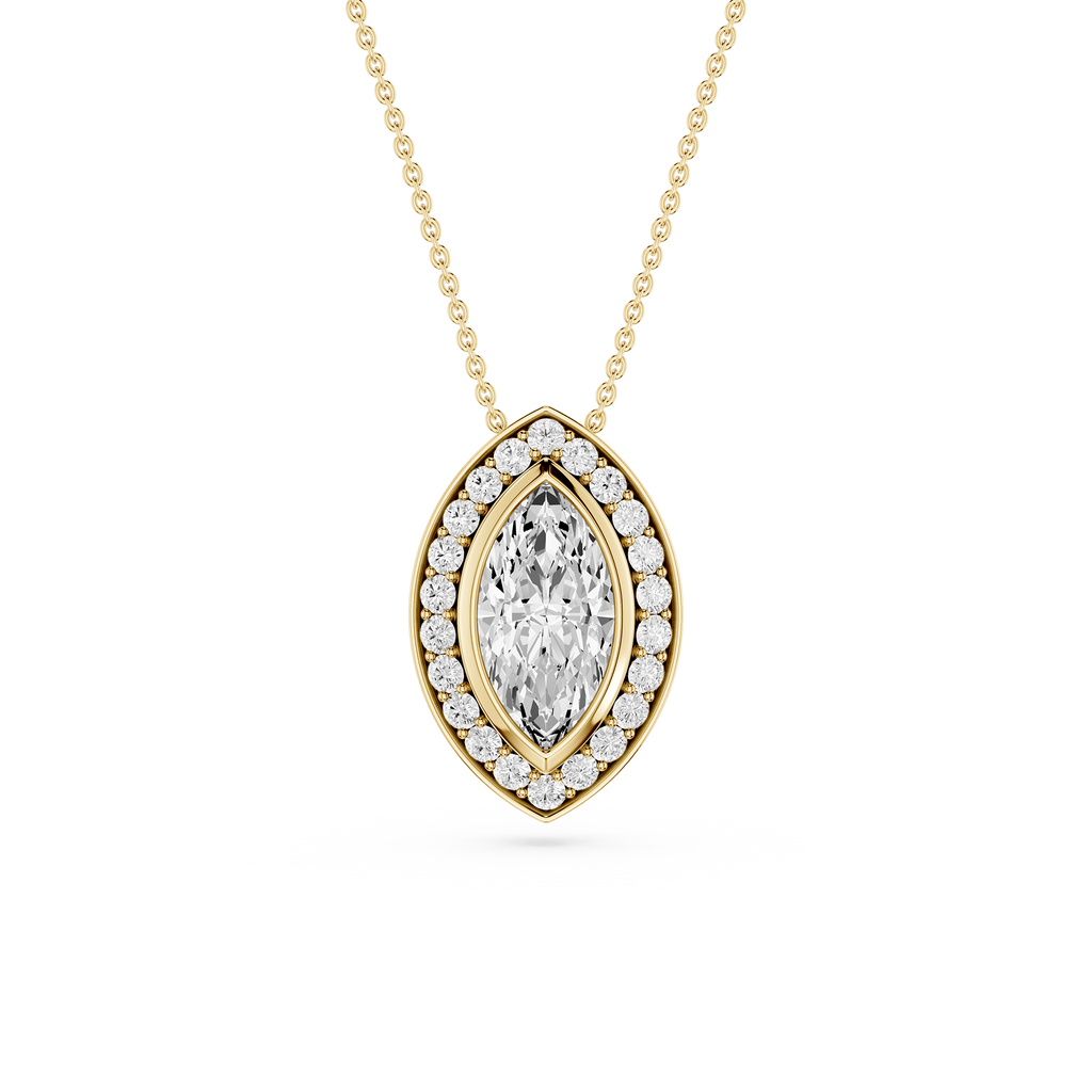 Marquise Lab Grown Diamond Halo Pendant