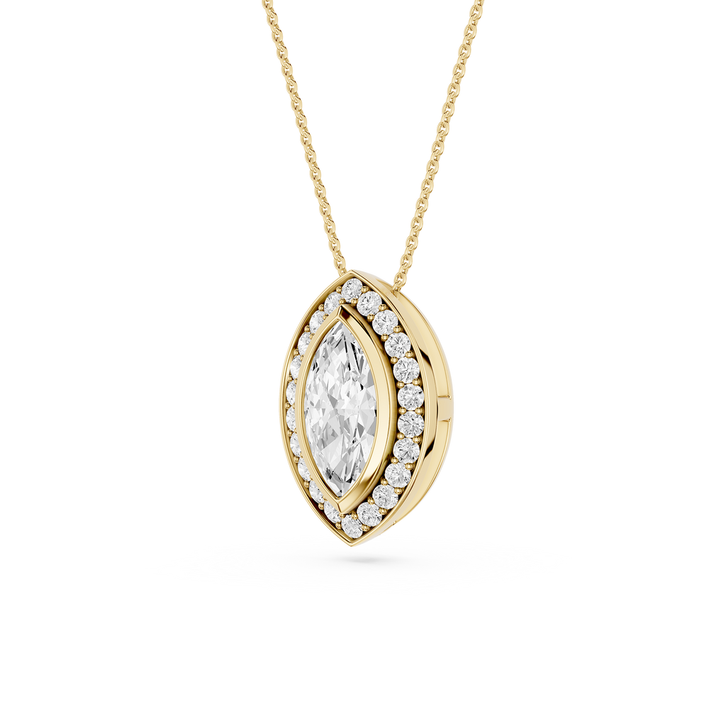 Marquise Lab Grown Diamond Halo Pendant