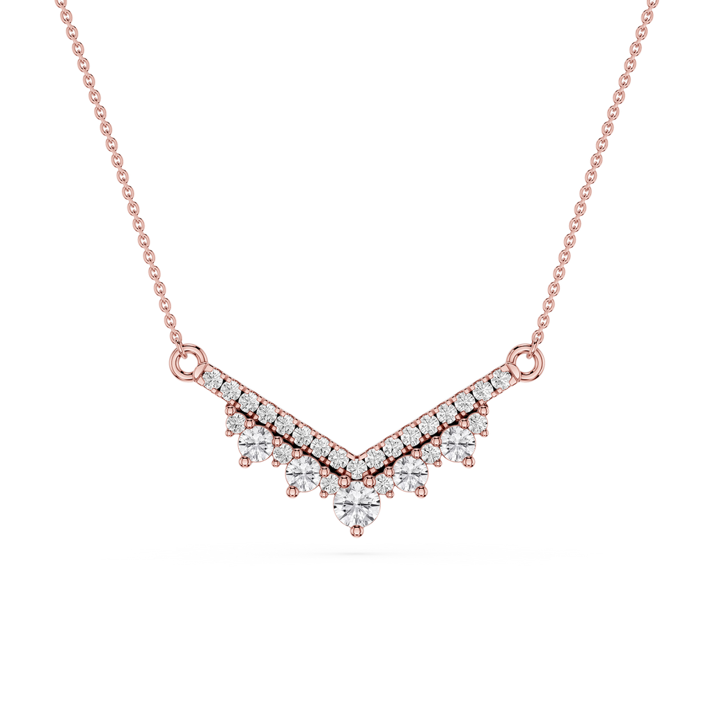 Lab Grown Diamond Round V Shape Necklace