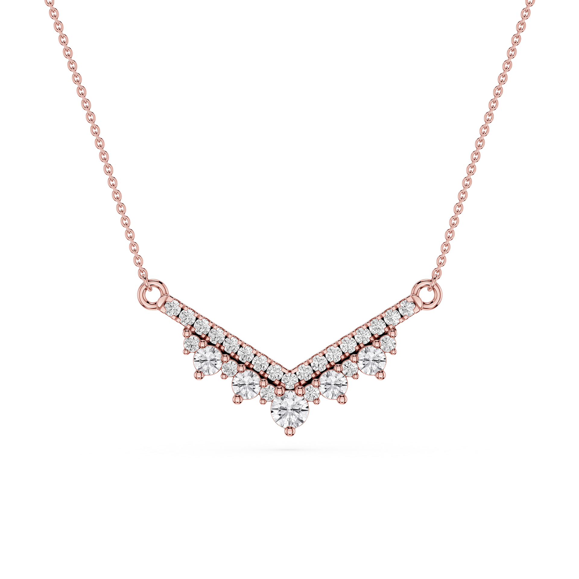 Lab Grown Diamond Round V Shape Necklace