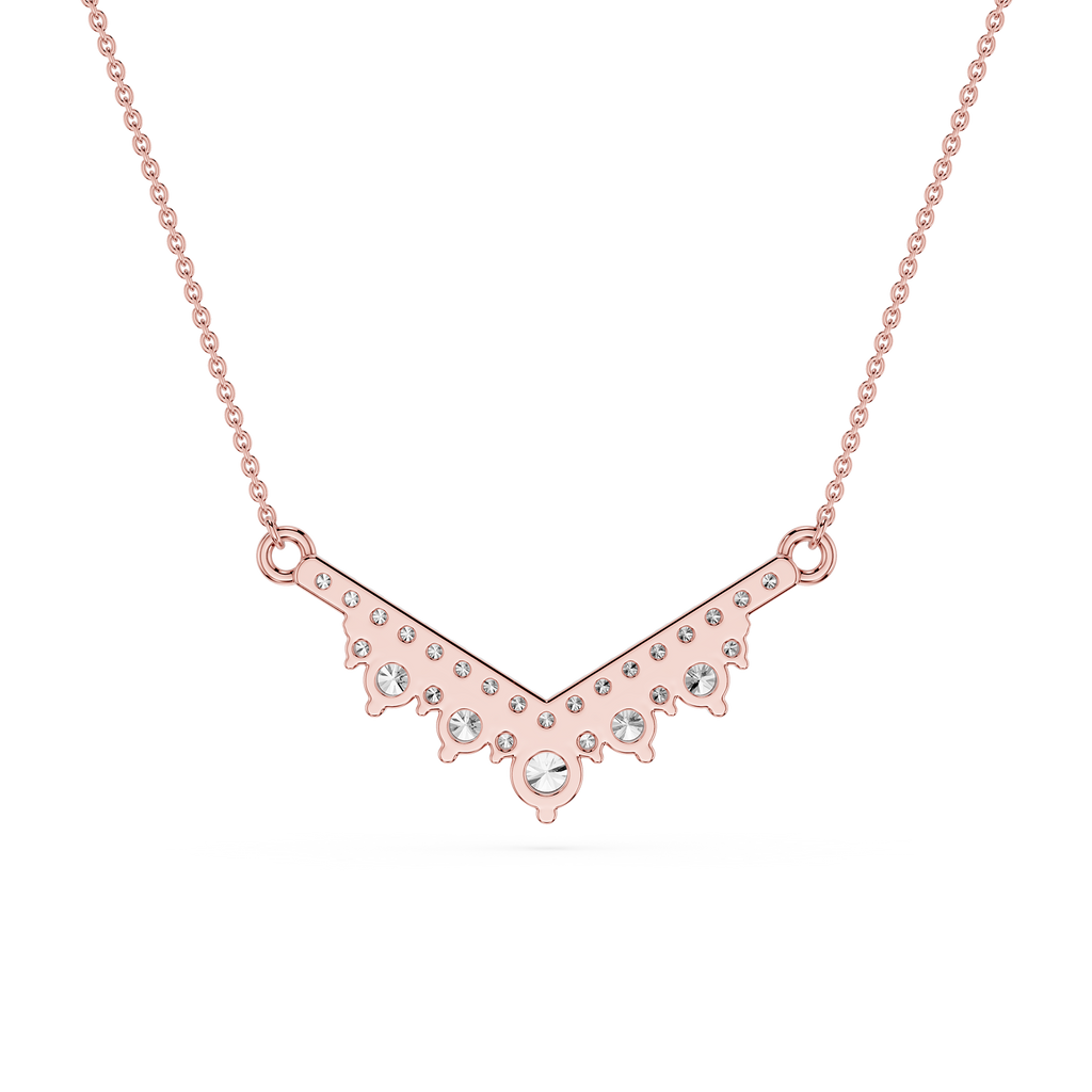 Lab Grown Diamond Round V Shape Necklace