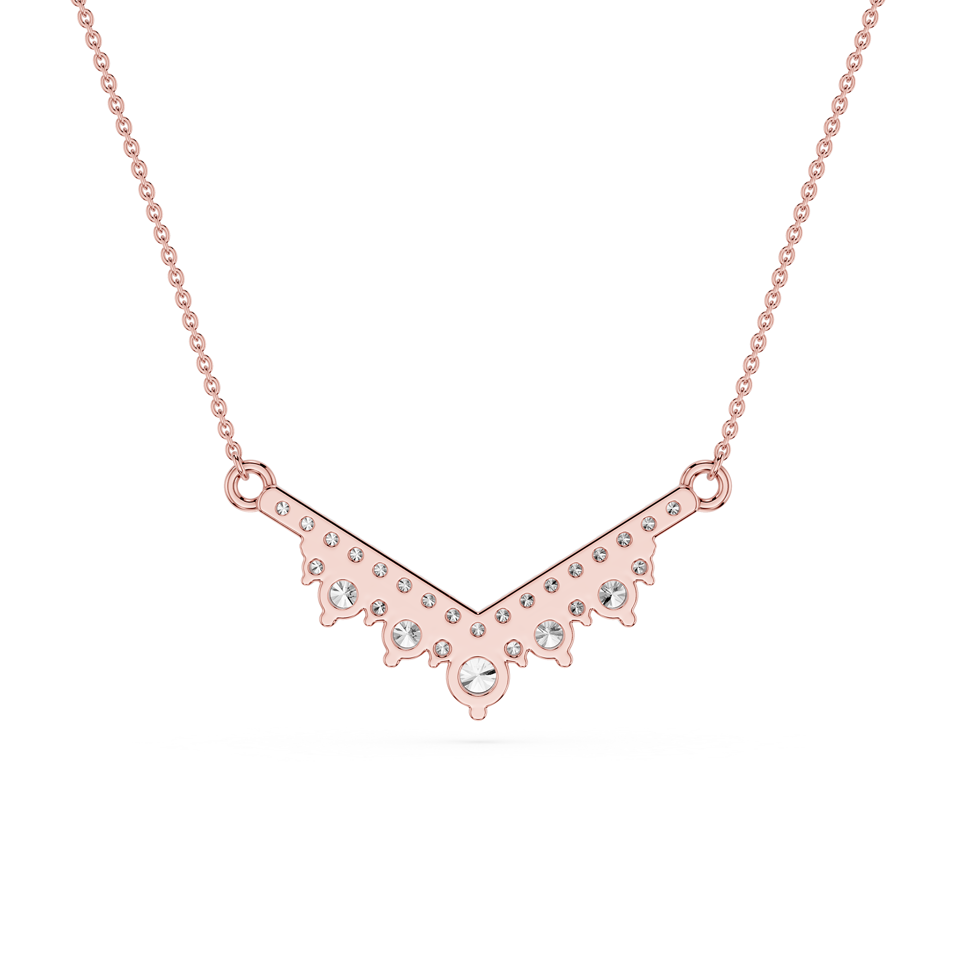 Lab Grown Diamond Round V Shape Necklace
