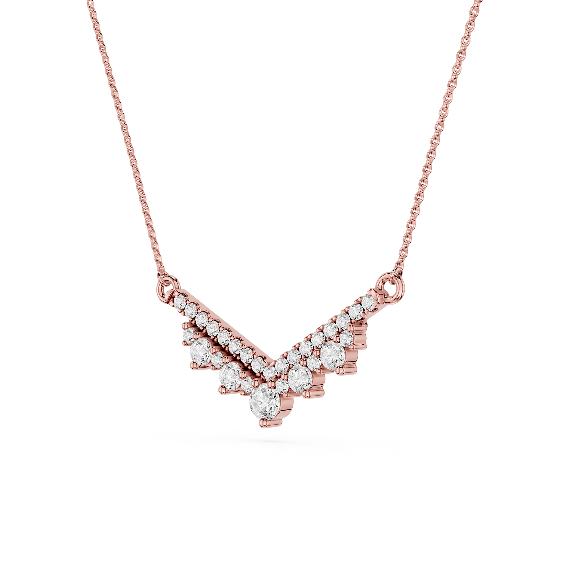 Lab Grown Diamond Round V Shape Necklace