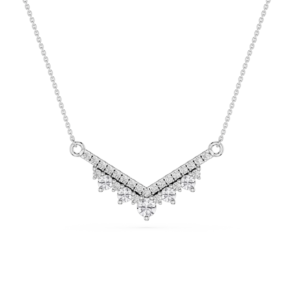 Lab Grown Diamond Round V Shape Necklace