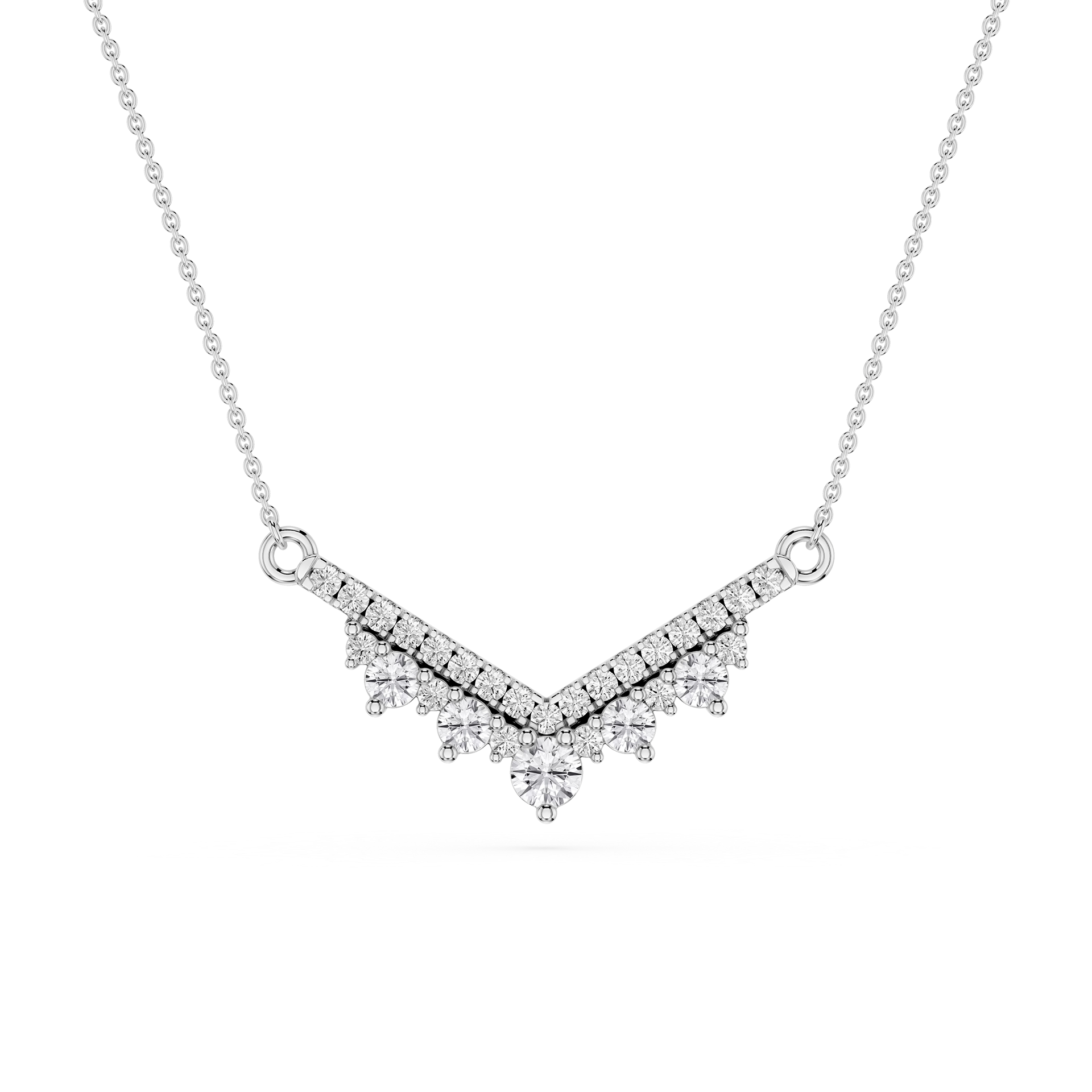 Lab Grown Diamond Round V Shape Necklace