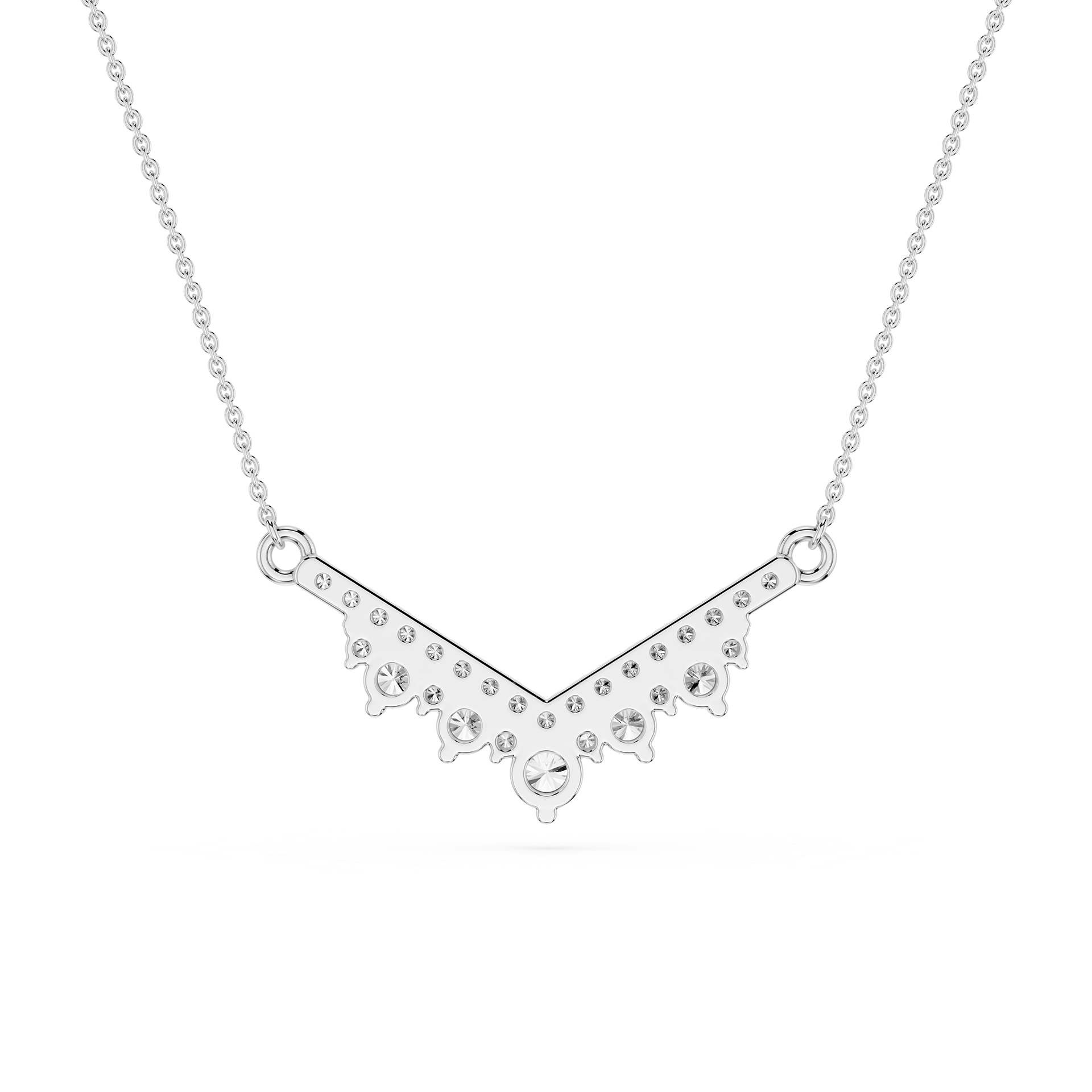 Lab Grown Diamond Round V Shape Necklace