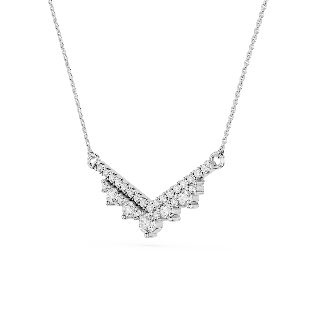 Lab Grown Diamond Round V Shape Necklace