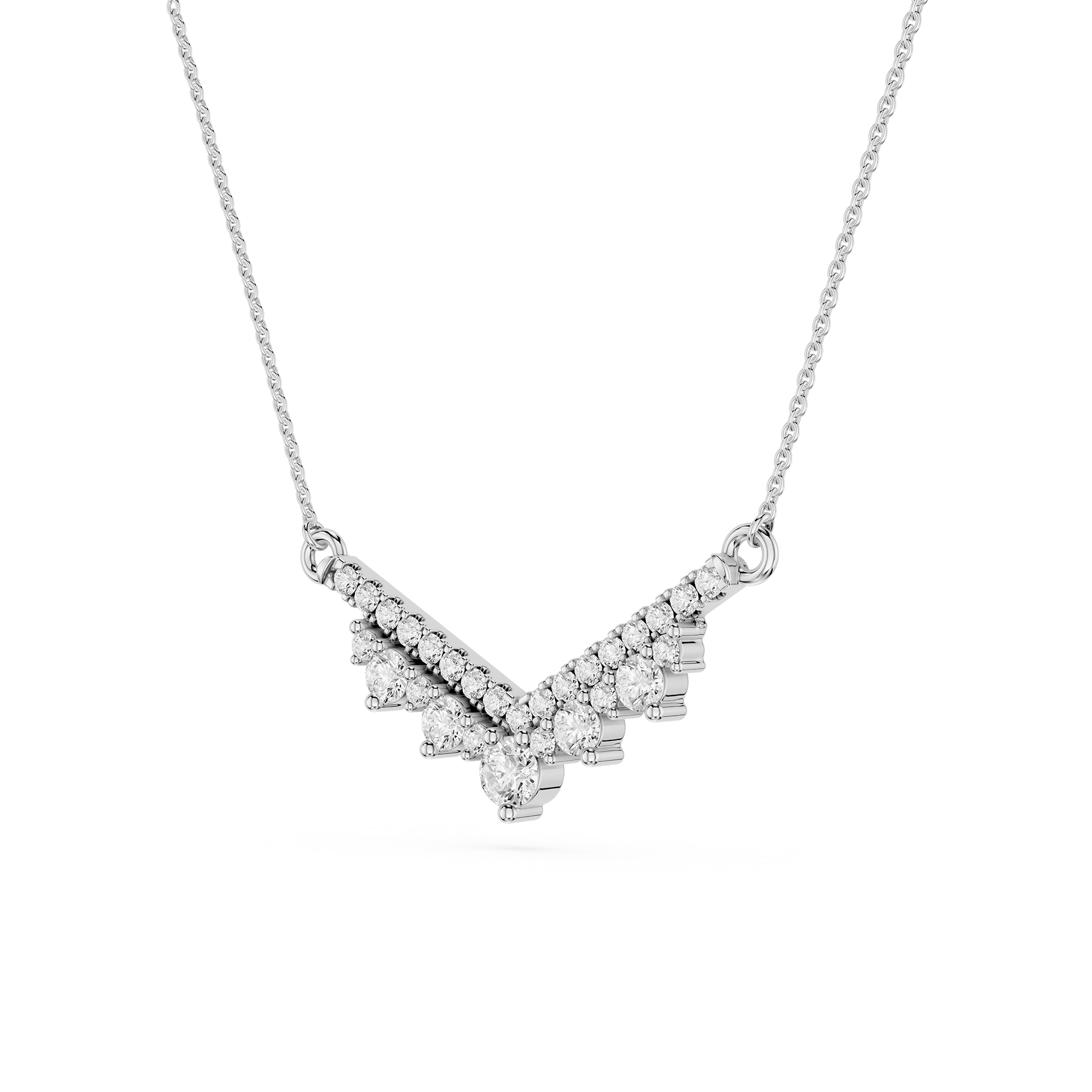 Lab Grown Diamond Round V Shape Necklace