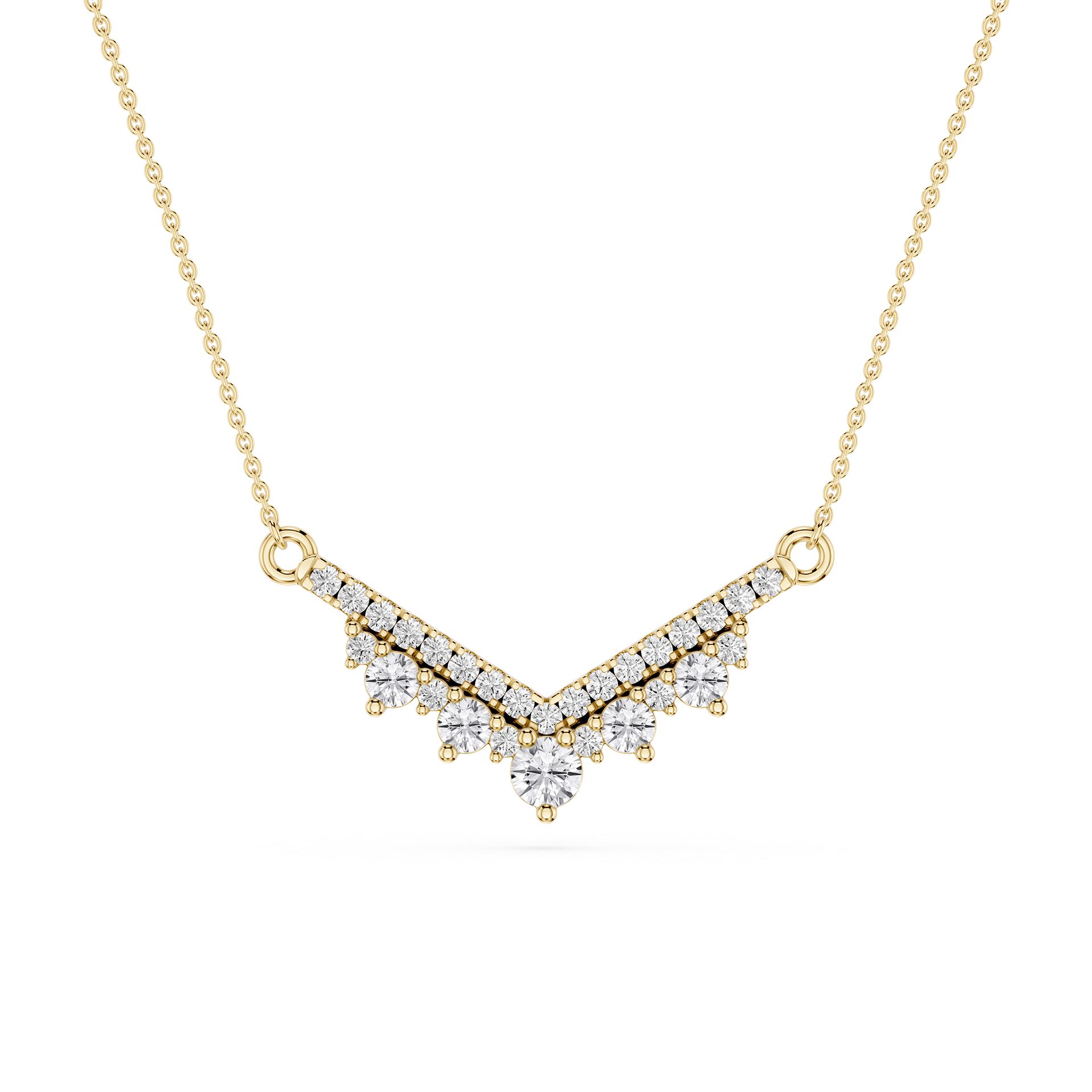 Lab Grown Diamond Round V Shape Necklace