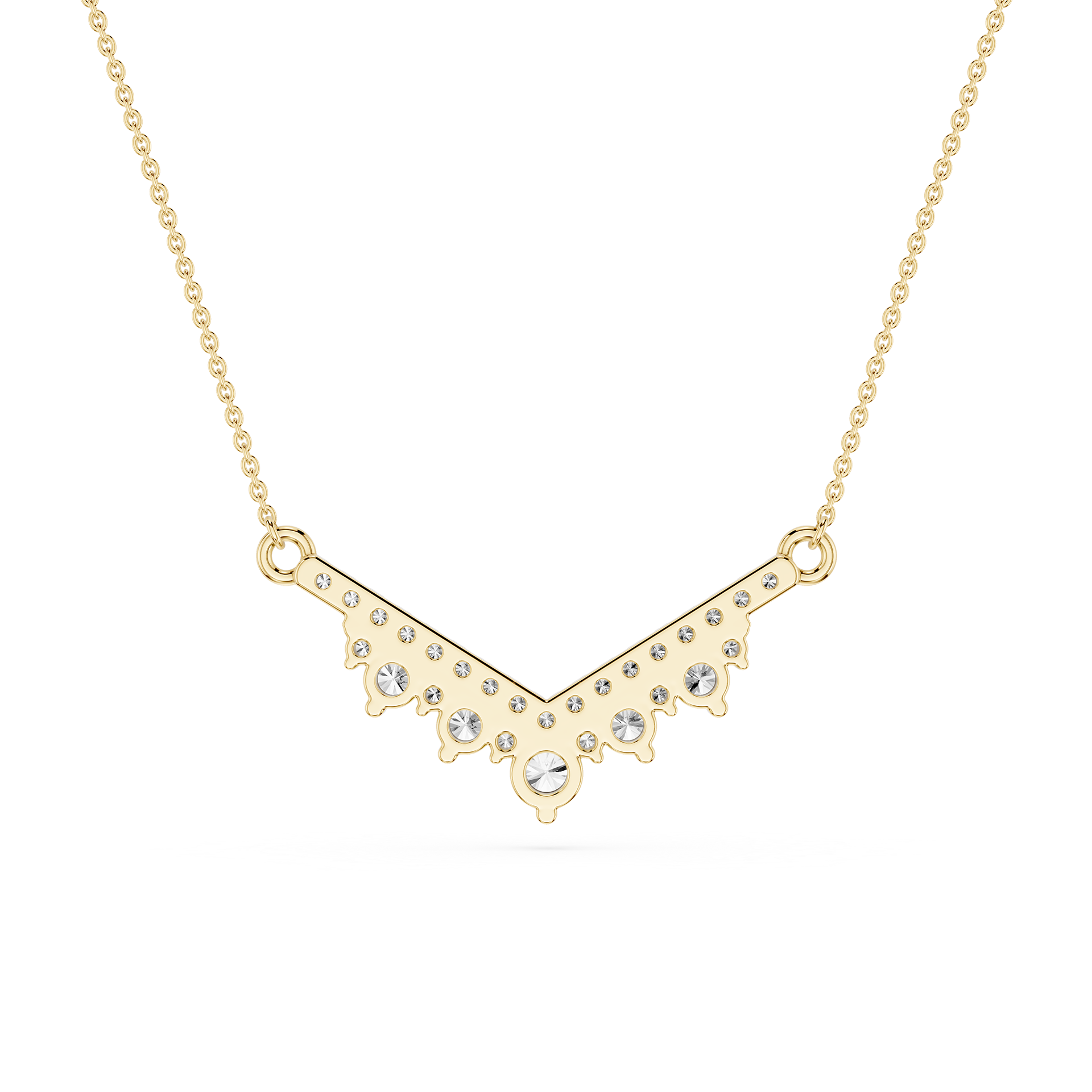 Lab Grown Diamond Round V Shape Necklace