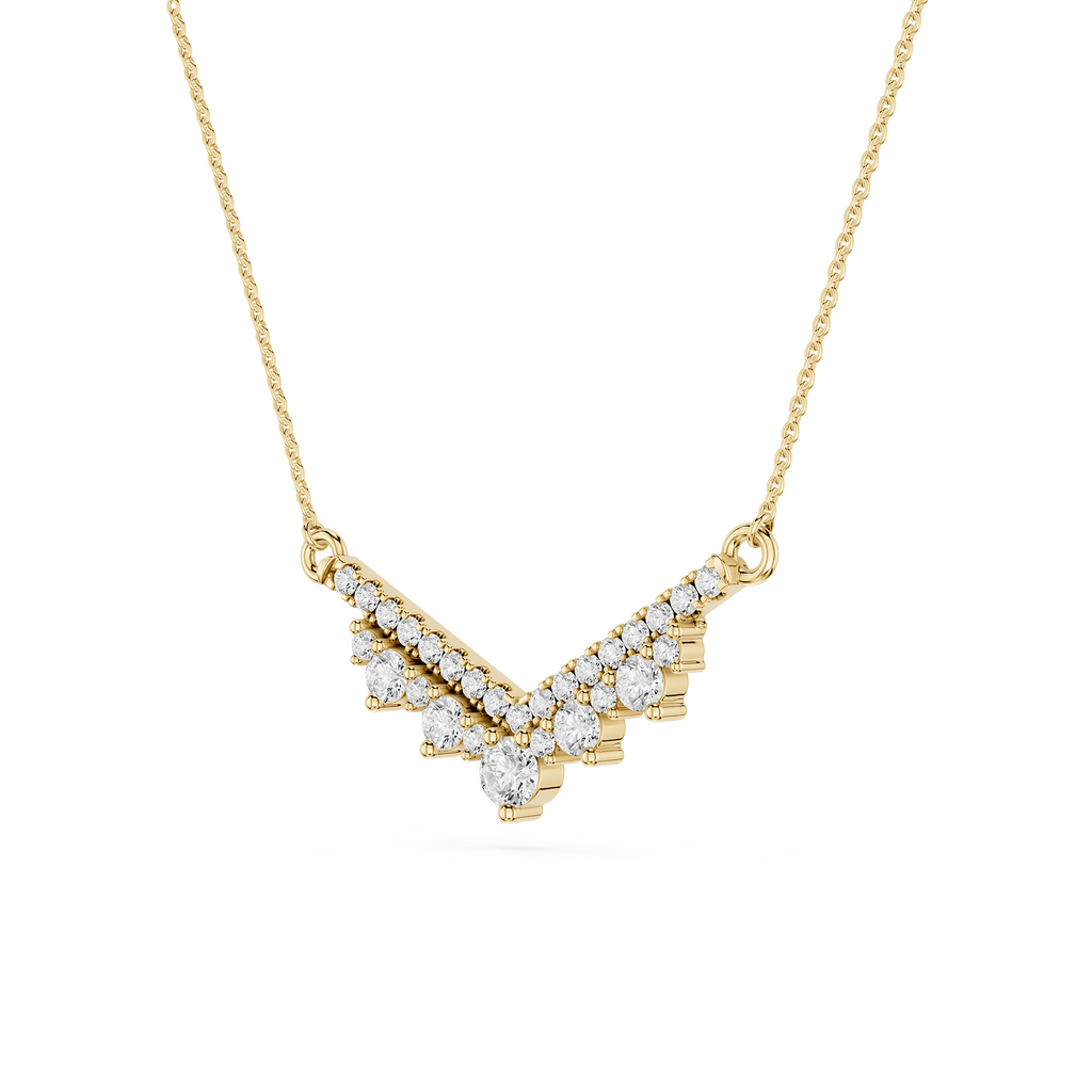Lab Grown Diamond Round V Shape Necklace
