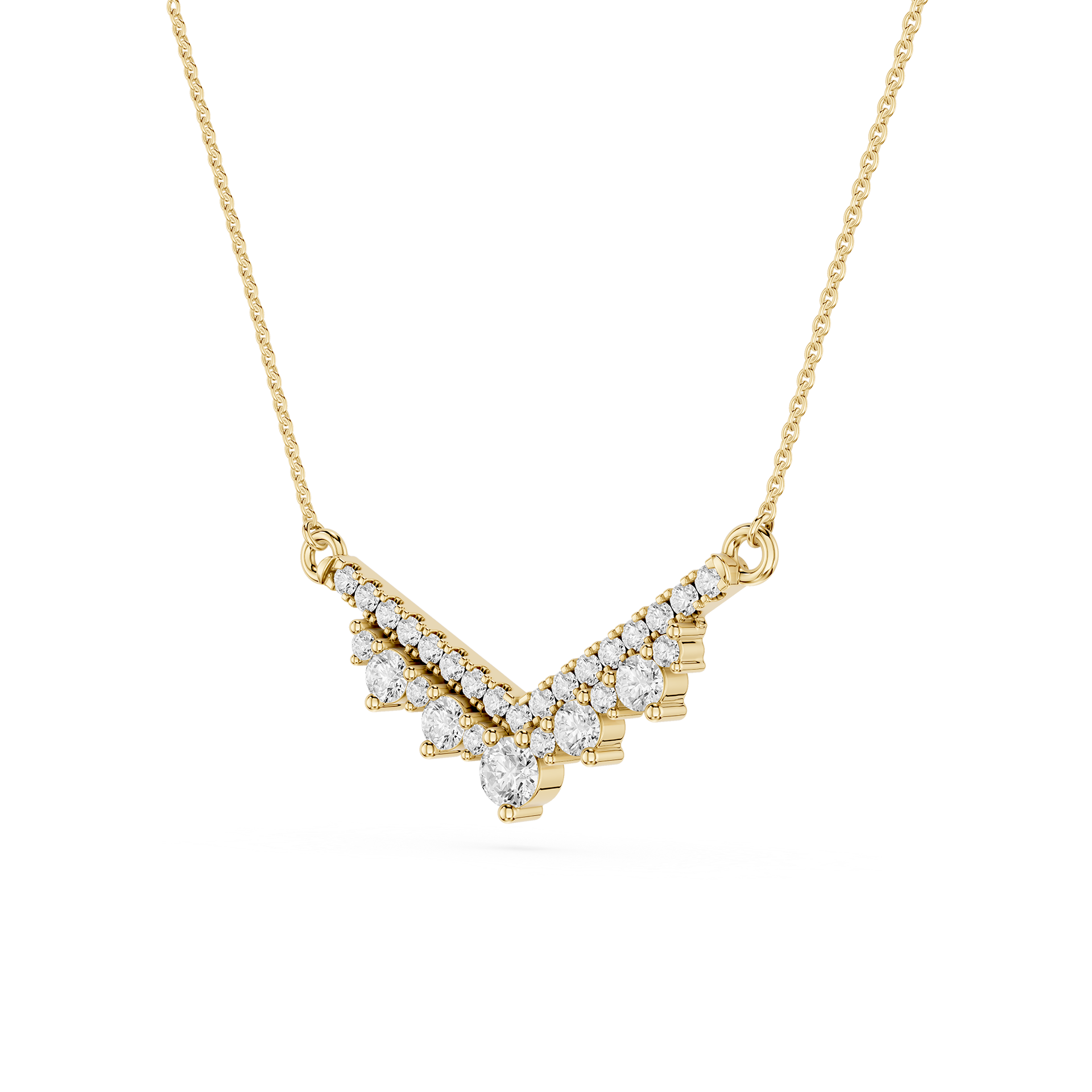 Lab Grown Diamond Round V Shape Necklace