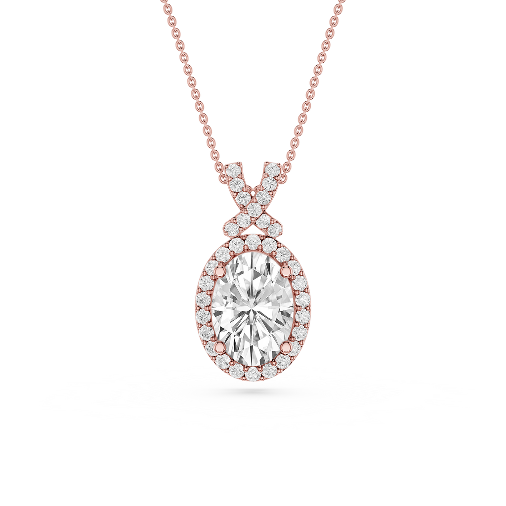 Oval Lab Grown Diamond Halo Pendant