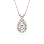 Oval Lab Grown Diamond Halo Pendant