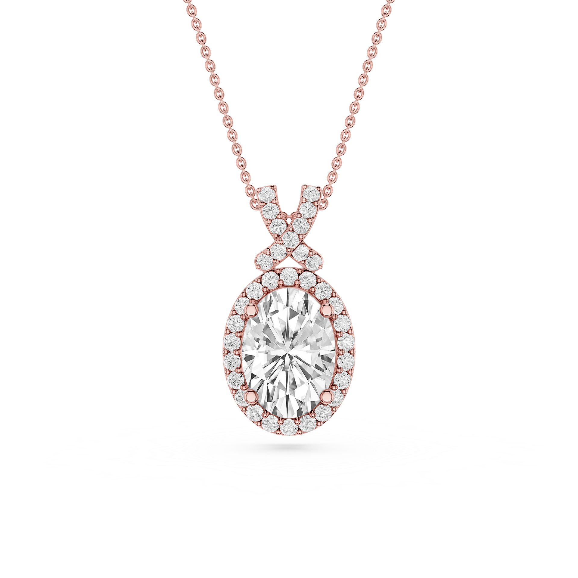 Oval Lab Grown Diamond Halo Pendant