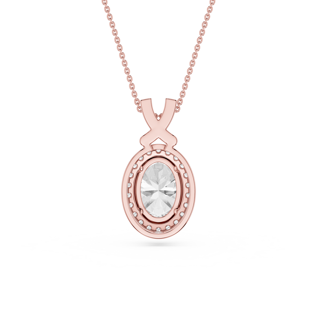 Oval Lab Grown Diamond Halo Pendant