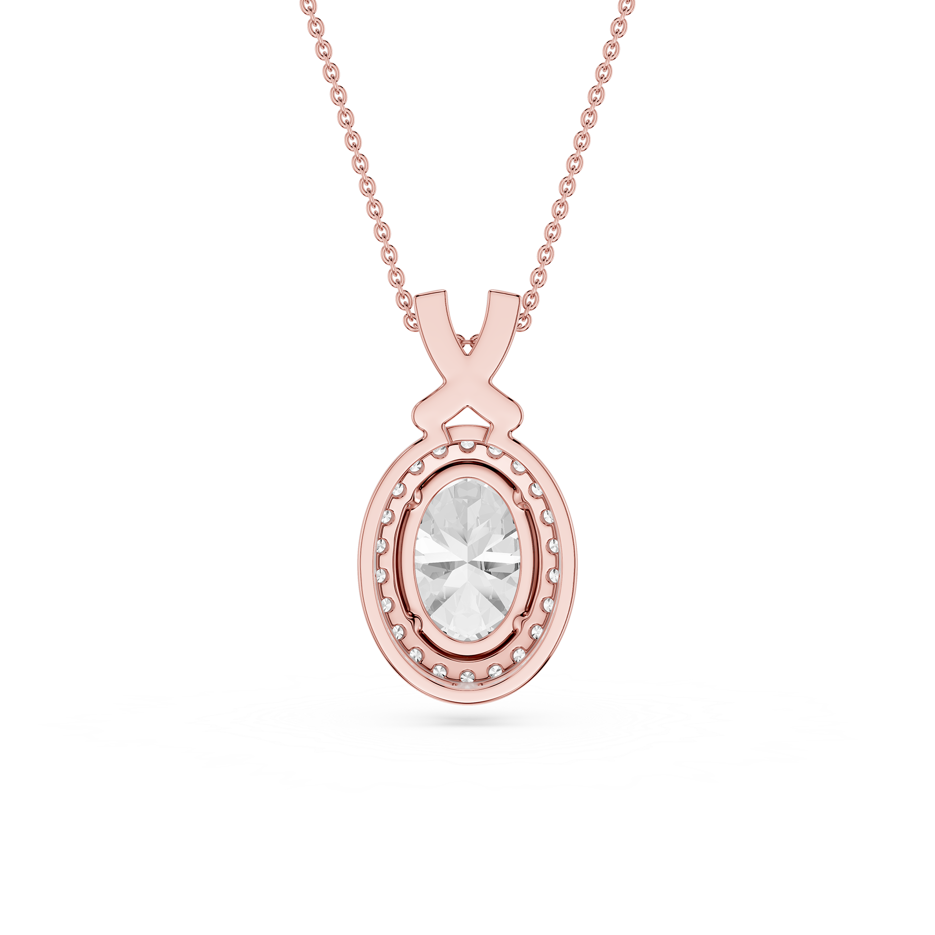 Oval Lab Grown Diamond Halo Pendant