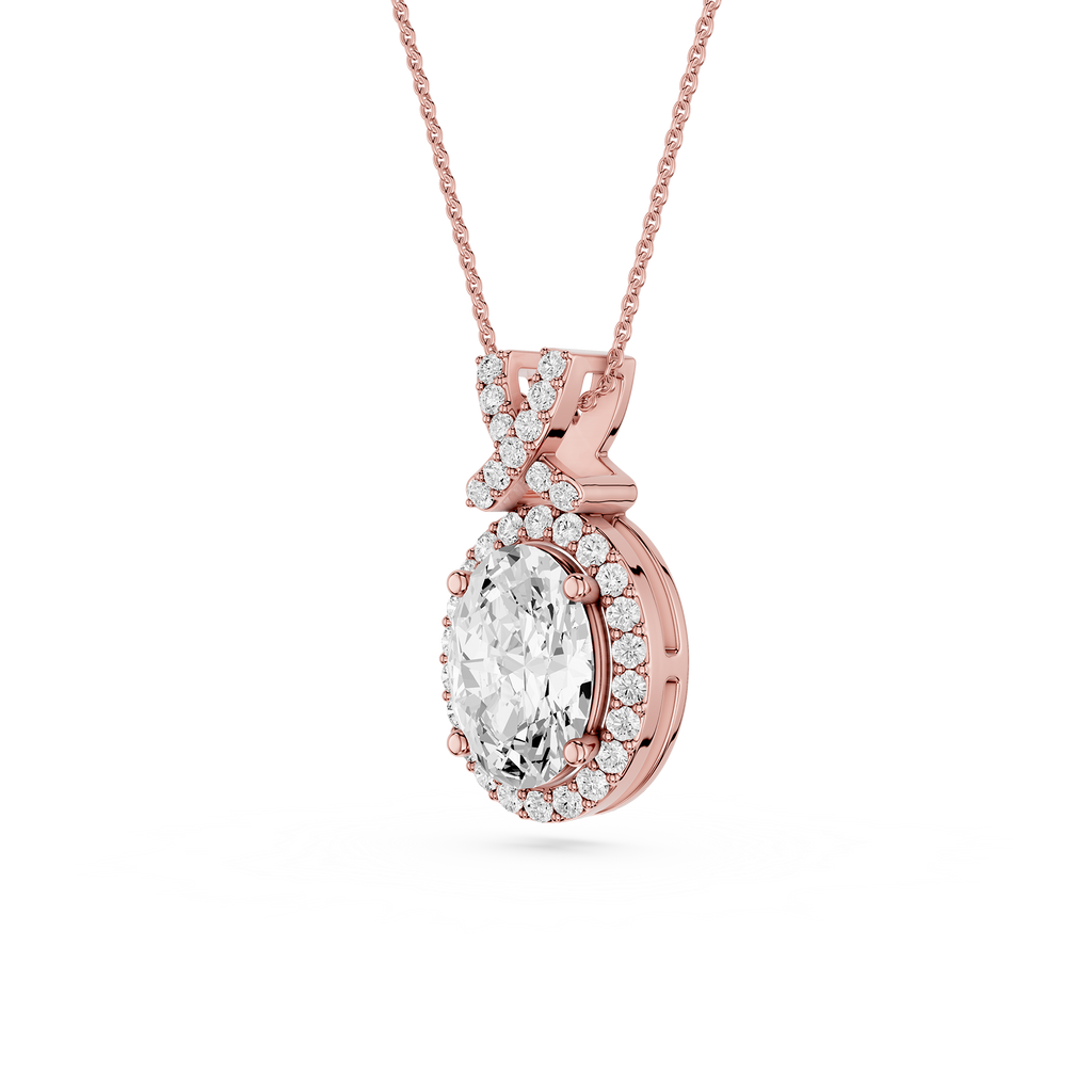 Oval Lab Grown Diamond Halo Pendant