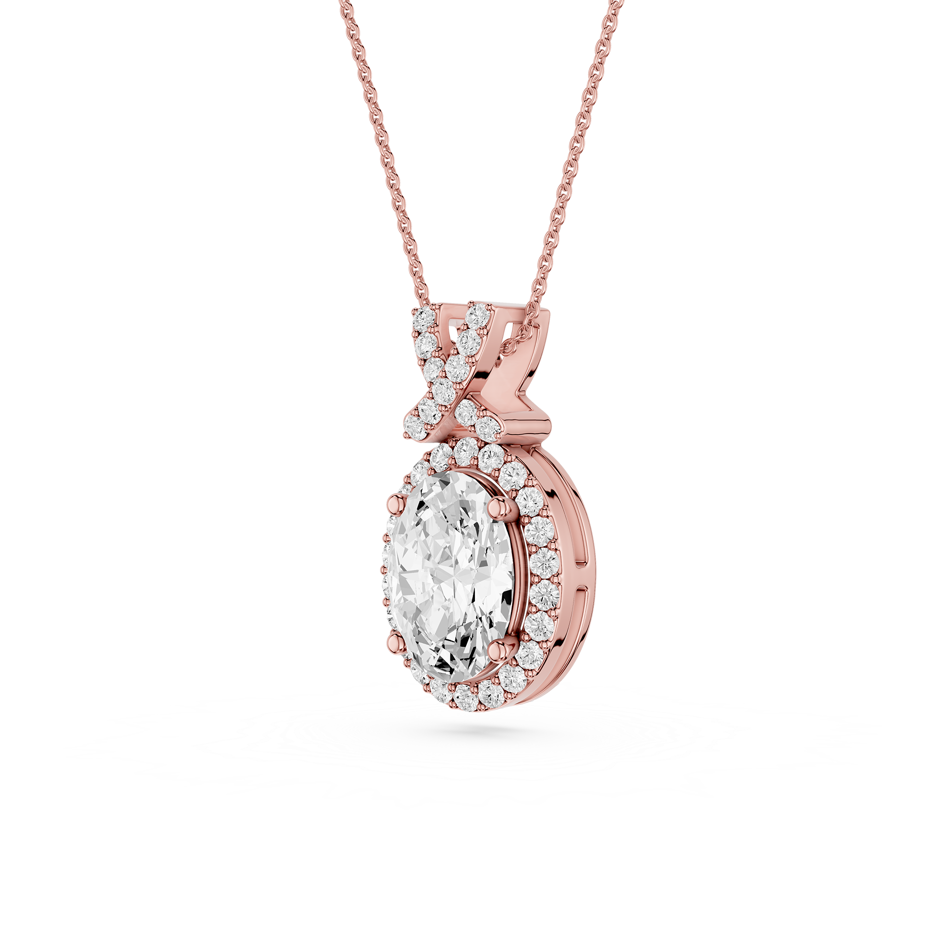 Oval Lab Grown Diamond Halo Pendant