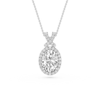 Oval Lab Grown Diamond Halo Pendant