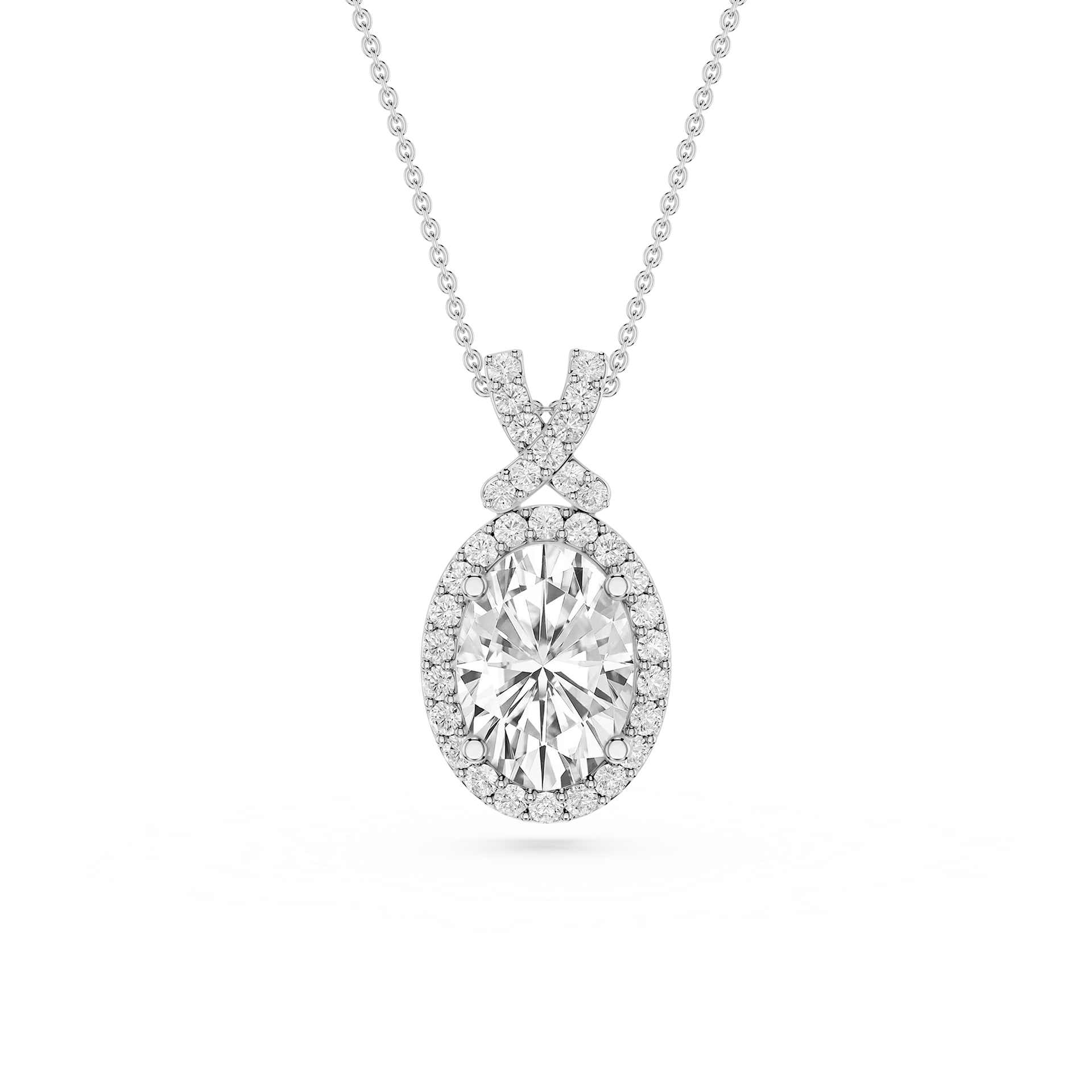 Oval Lab Grown Diamond Halo Pendant