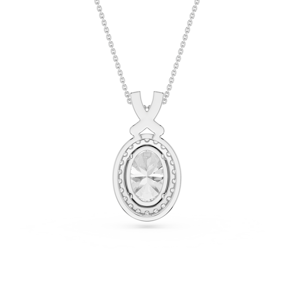 Oval Lab Grown Diamond Halo Pendant