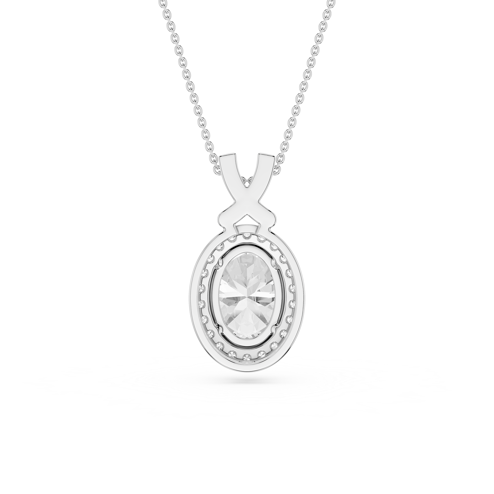 Oval Lab Grown Diamond Halo Pendant
