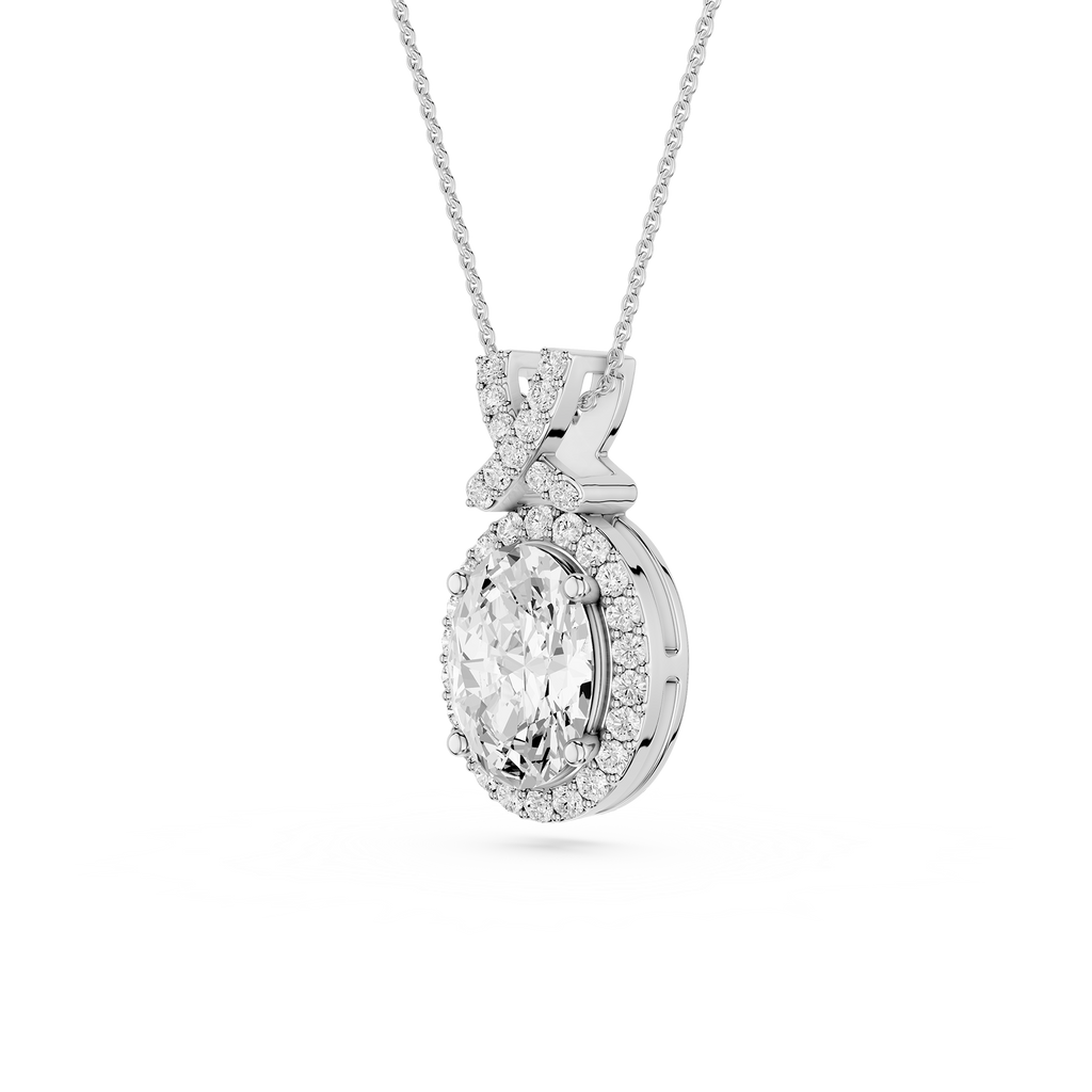 Oval Lab Grown Diamond Halo Pendant