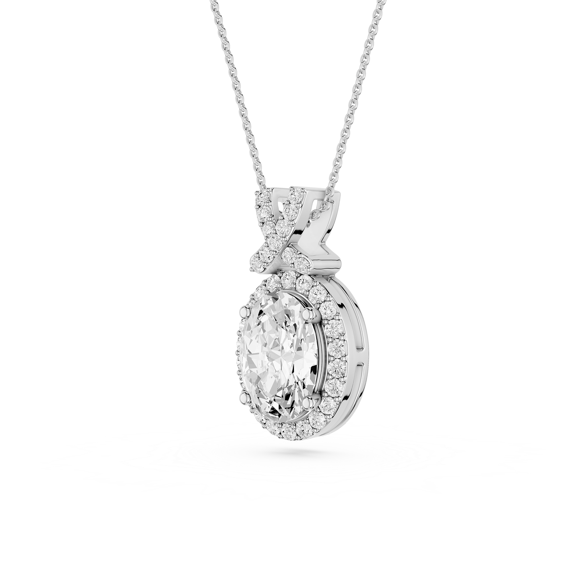 Oval Lab Grown Diamond Halo Pendant