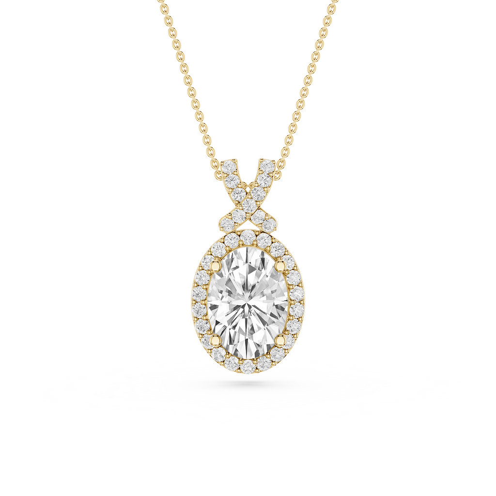 Oval Lab Grown Diamond Halo Pendant