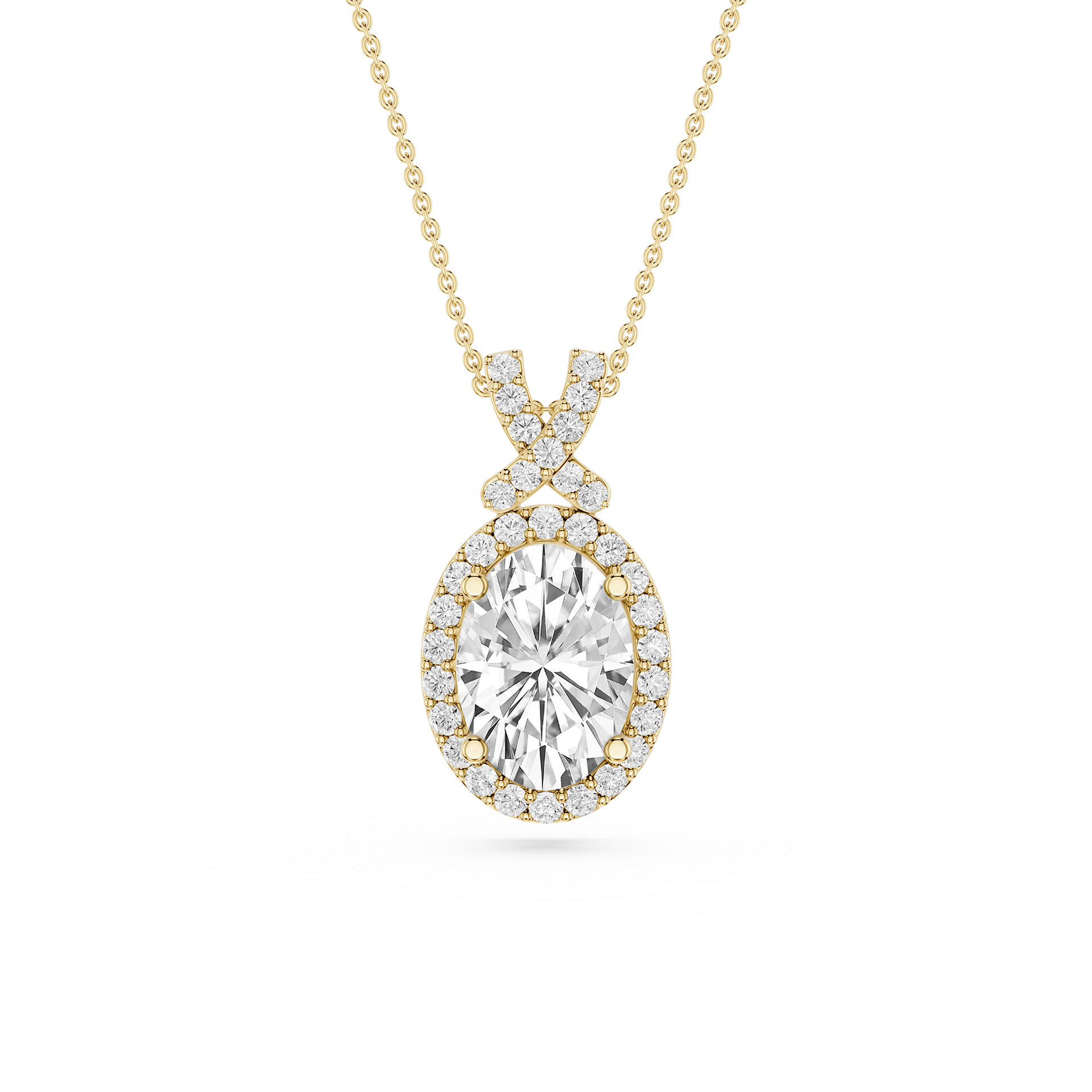 Oval Lab Grown Diamond Halo Pendant