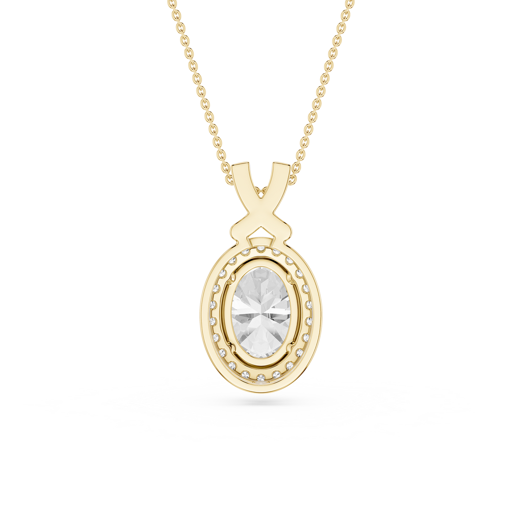 Oval Lab Grown Diamond Halo Pendant