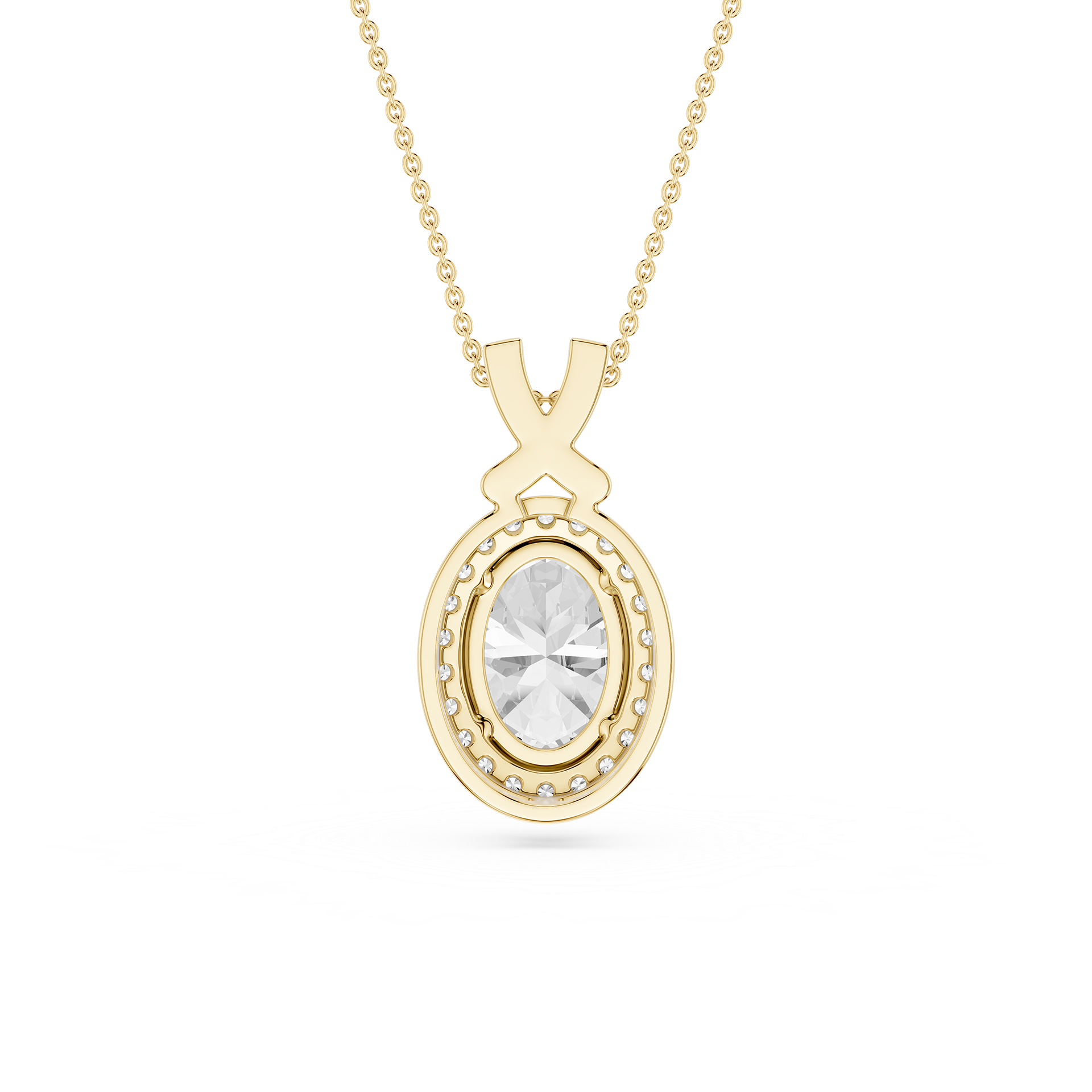 Oval Lab Grown Diamond Halo Pendant