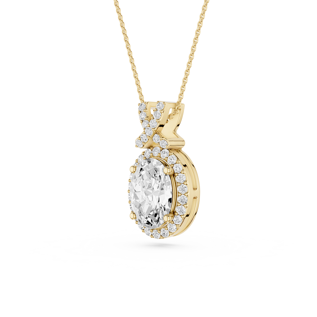 Oval Lab Grown Diamond Halo Pendant