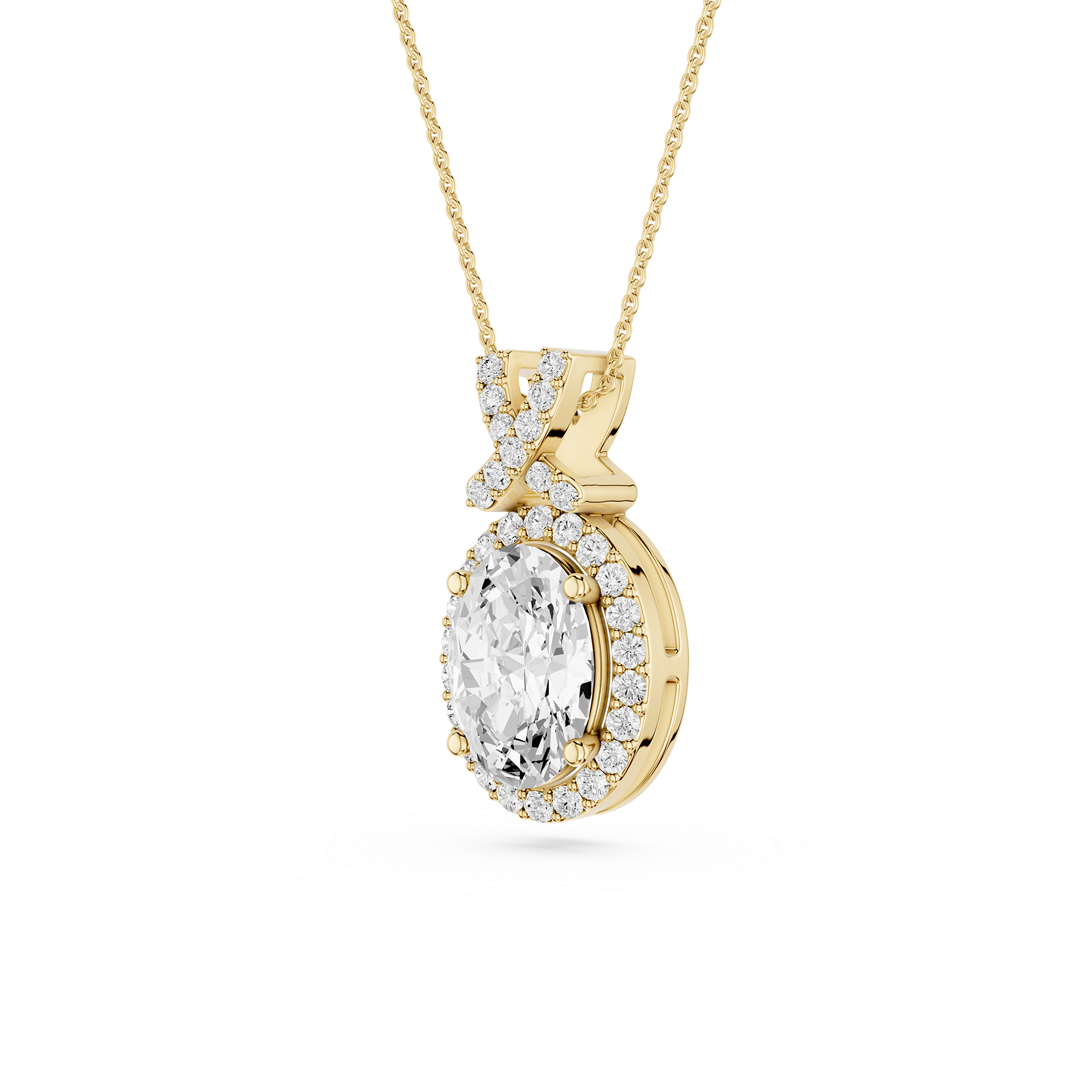 Oval Lab Grown Diamond Halo Pendant