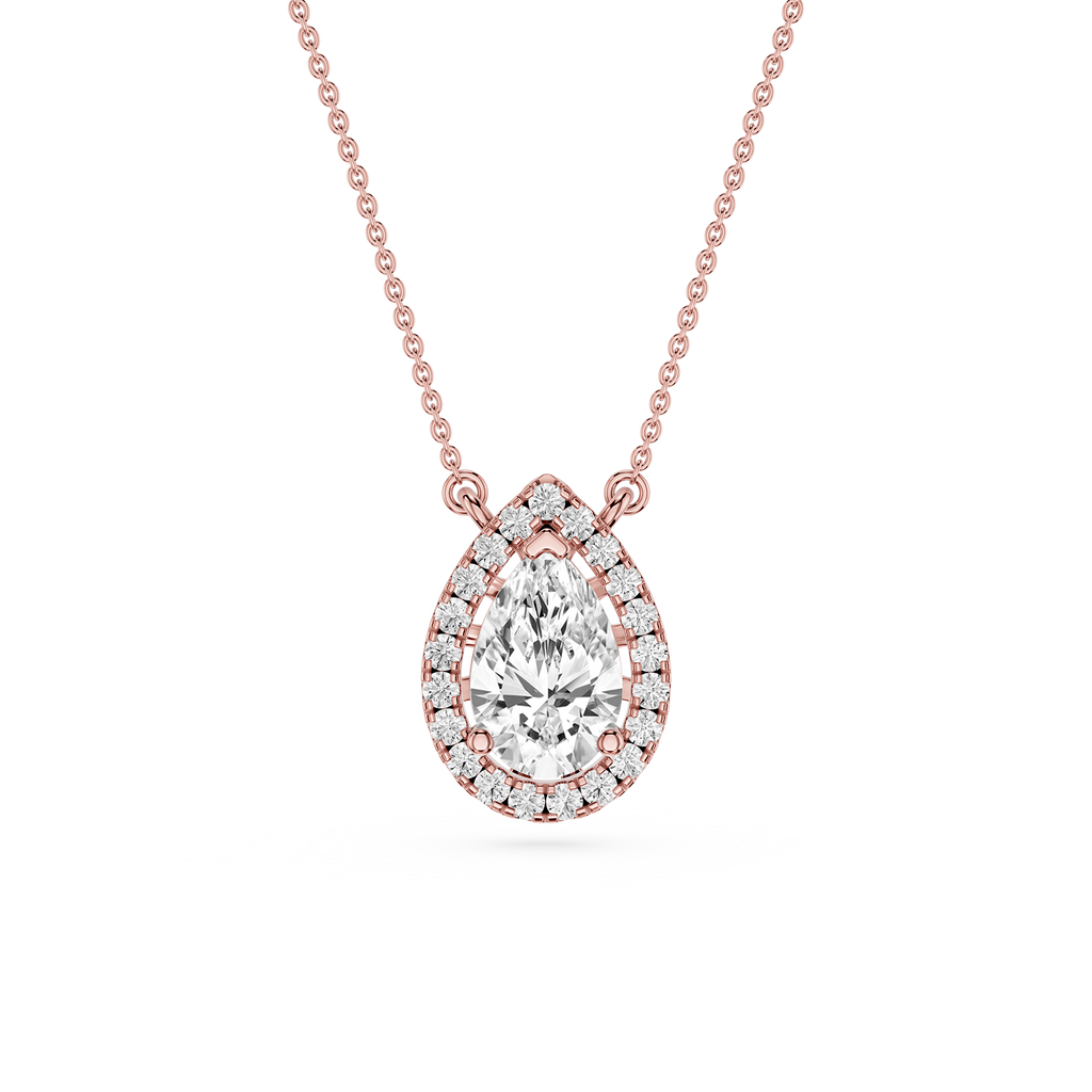 Pear Lab Grown Diamond Halo Pendant