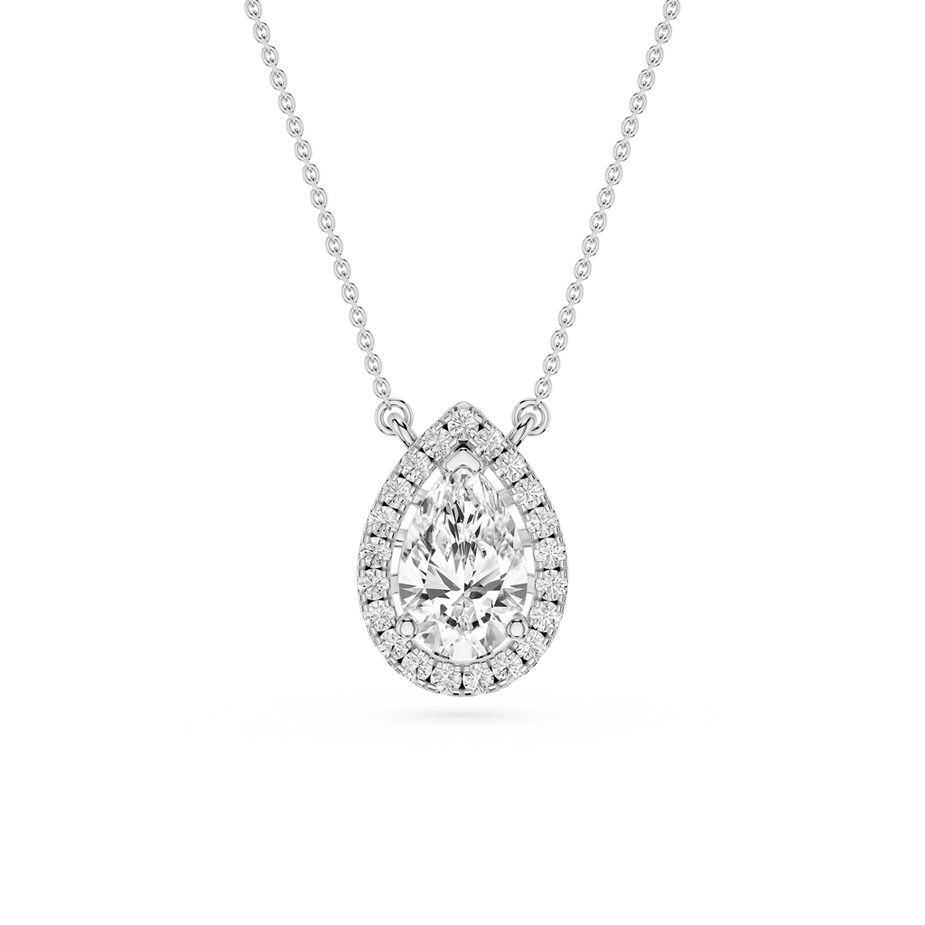 Pear Lab Grown Diamond Halo Pendant