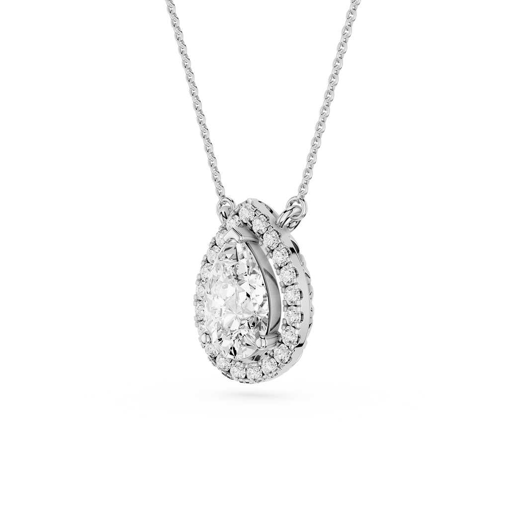 Pear Lab Grown Diamond Halo Pendant