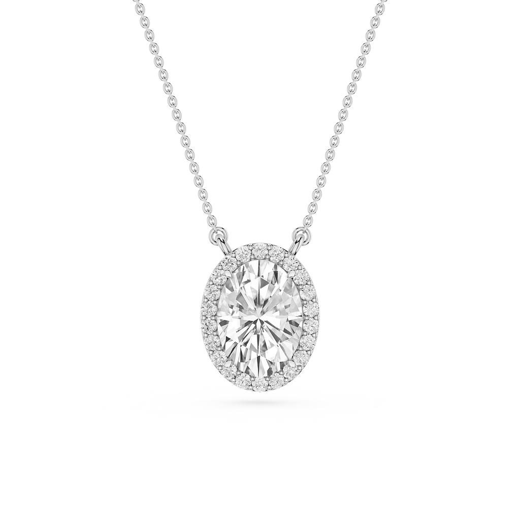 Oval Halo Lab Grown Diamond Pendant