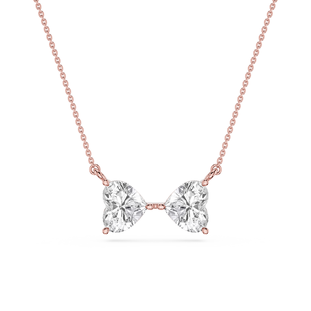 Heart Cut Lab Grown Diamond Two Stone Pendant