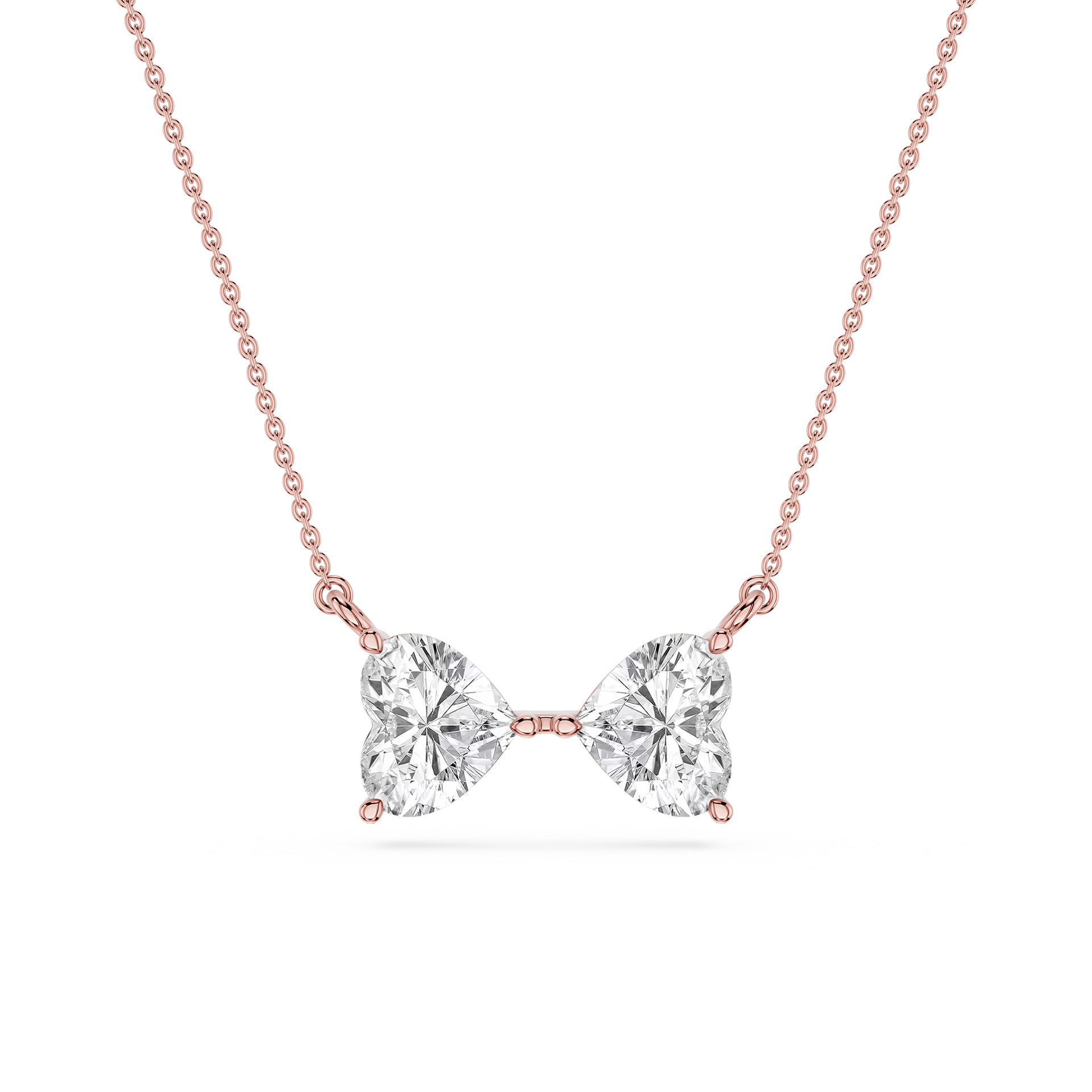 Heart Cut Lab Grown Diamond Two Stone Pendant