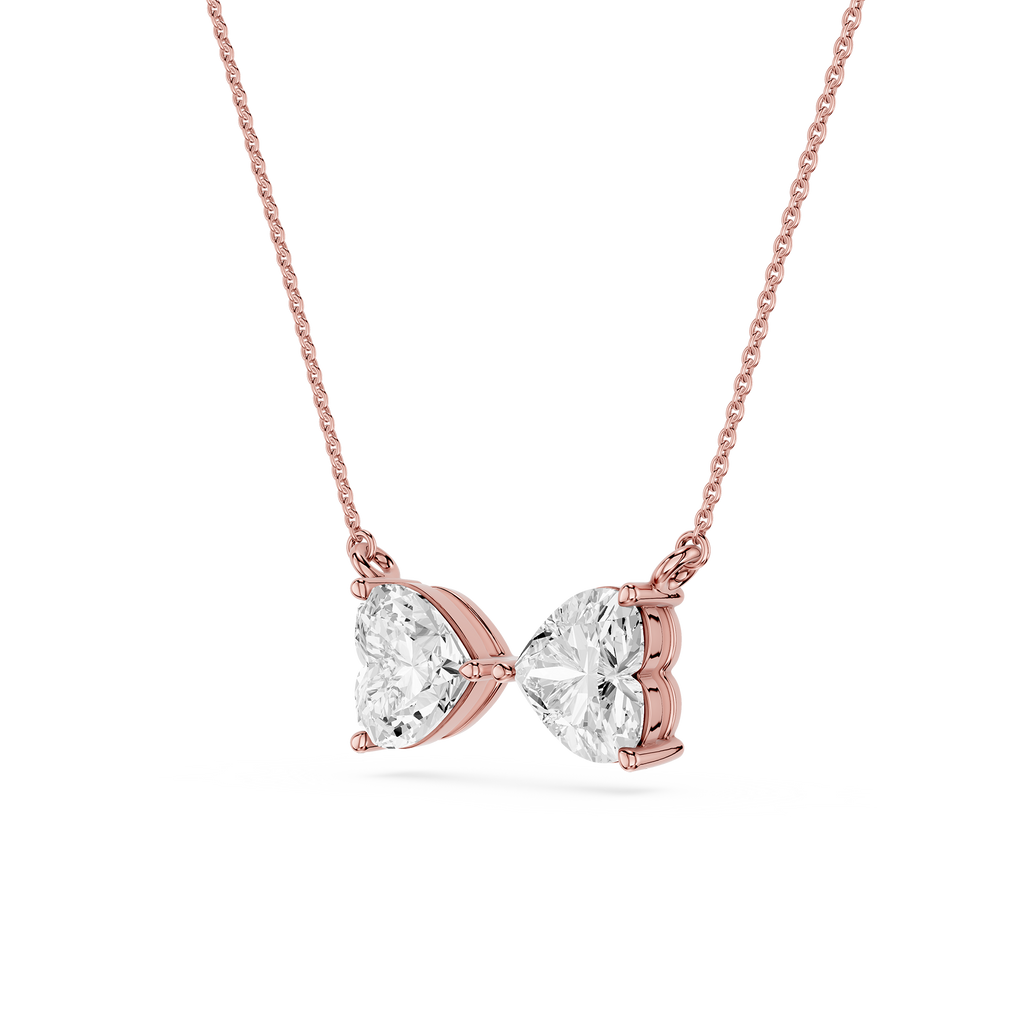 Heart Cut Lab Grown Diamond Two Stone Pendant