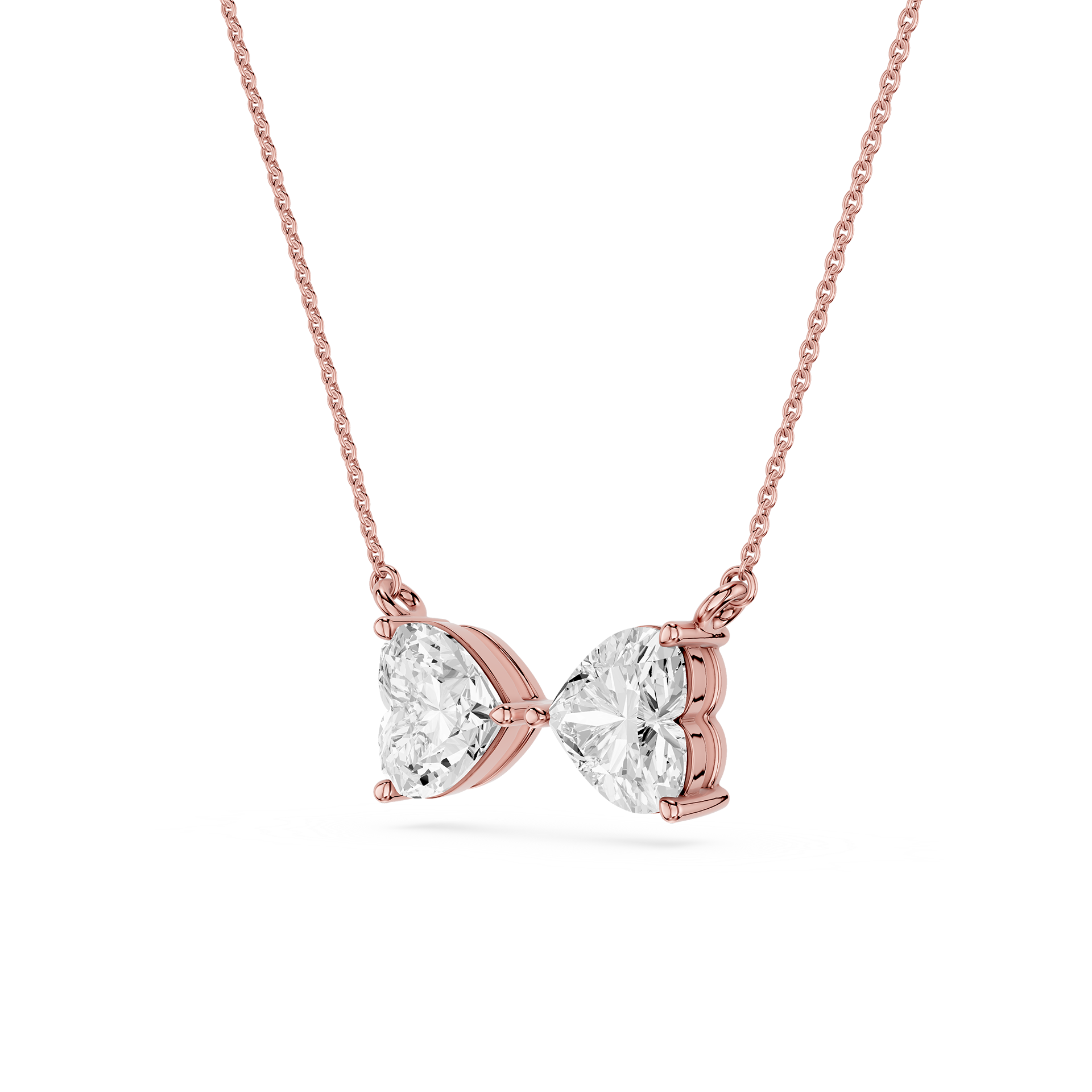 Heart Cut Lab Grown Diamond Two Stone Pendant